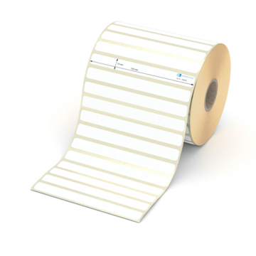 Etikett 100 x 10 mm - Thermopapier weiß permanent - 3000 Etiketten pro Rolle - 25 mm Hülse 