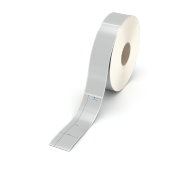 Etikett 35 x 132 mm - Polyester silbern permanent - 800 Etiketten pro Rolle - 40 mm Hülse 