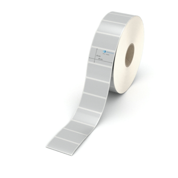 Etikett 45 x 25 mm - Polyester silbern permanent - 4000 Etiketten pro Rolle - 40 mm Hülse 