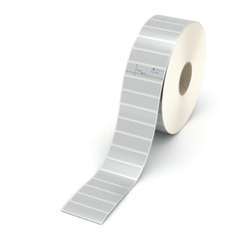Etikett 50 x 15 mm - Polyester silbern permanent - 6500 Etiketten pro Rolle - 40 mm Hülse 