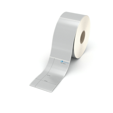 Etikett 70 x 132 mm - Polyester silbern permanent - 800 Etiketten pro Rolle - 40 mm Hülse 