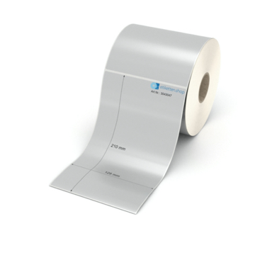 Etikett 125 x 210 mm - Polyester silbern permanent - 500 Etiketten pro Rolle - 40 mm Hülse 