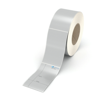 Etikett 70 x 120 mm - Polyester silbern permanent - 900 Etiketten pro Rolle - 76 mm Hülse 