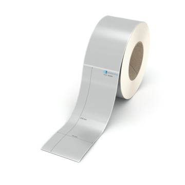 Etikett 74 x 210 mm - Polyester silbern permanent - 500 Etiketten pro Rolle - 76 mm Hülse 