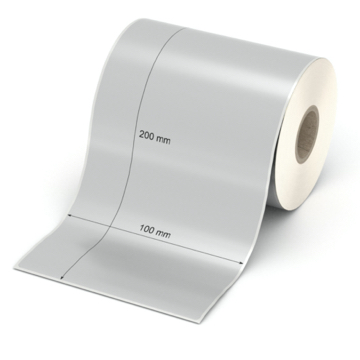 Etikett 100 x 200 mm - Polyester silbern permanent - 150 Etiketten pro Rolle - 25 mm Hülse 