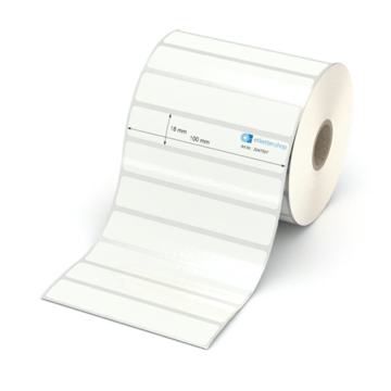 Etikett 100 x 18 mm - PE-Folie weiß permanent - 1900 Etiketten pro Rolle - 25 mm Hülse 