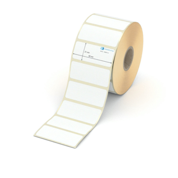 Etikett 50 x 21 mm - Transferpapier weiß permanent - 1600 Etiketten pro Rolle - 25 mm Hülse 