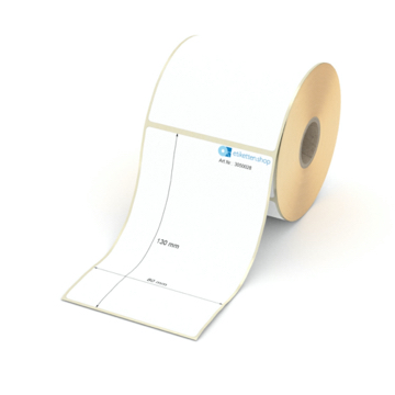 Etikett 80 x 130 mm - Thermopapier weiß leicht ablösbar - 300 Etiketten pro Rolle - 25 mm Hülse 