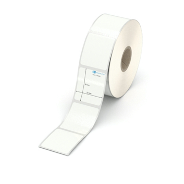 Etikett 33 x 38 mm - PE-Folie weiß permanent - 900 Etiketten pro Rolle - 25 mm Hülse 