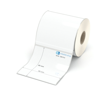 Etikett 90 x 90 mm - Polyester weiß permanent - 400 Etiketten pro Rolle - 25 mm Hülse 