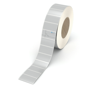 Etikett 51 x 25 mm - Polyester silbern permanent - 4000 Etiketten pro Rolle - 76 mm Hülse 