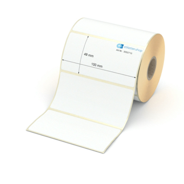 Etikett 100 x 49 mm - Transferpapier weiß permanent - 700 Etiketten pro Rolle - 25 mm Hülse 