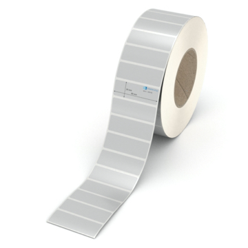 Etikett 60 x 20 mm - Polyester silbern permanent - 5000 Etiketten pro Rolle - 76 mm Hülse 