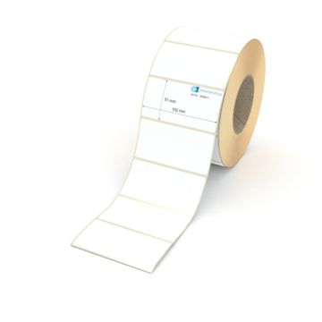Etikett 102 x 51 mm - Thermopapier weiß permanent - 2200 Etiketten pro Rolle - 76 mm Hülse 