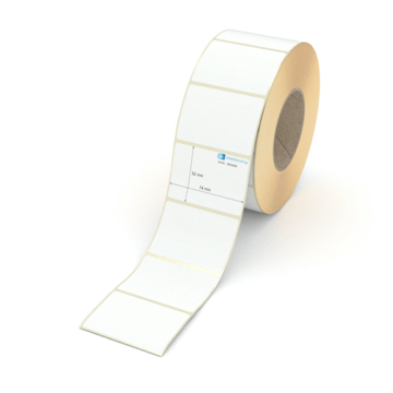 Etikett 74 x 52 mm - Transferpapier weiß permanent - 2100 Etiketten pro Rolle - 76 mm Hülse 