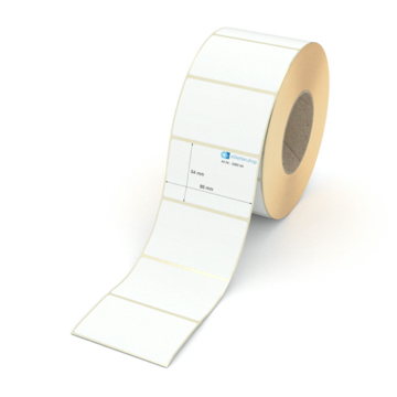 Etikett 86 x 54 mm - Transferpapier weiß permanent - 2100 Etiketten pro Rolle - 76 mm Hülse 