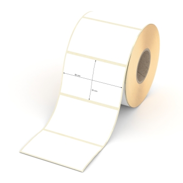 Etikett 80 x 50 mm - Thermopapier weiß permanent - 900 Etiketten pro Rolle - 40 mm Hülse 