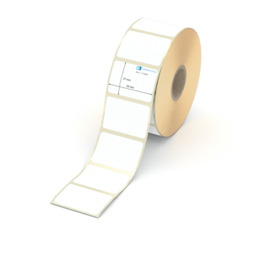 Etikett 39 x 27 mm - Thermopapier weiß permanent - 1300 Etiketten pro Rolle - 25 mm Hülse 