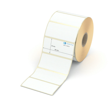 Etikett 66 x 30 mm - Transferpapier weiß leicht ablösbar - 1200 Etiketten pro Rolle - 25 mm Hülse 