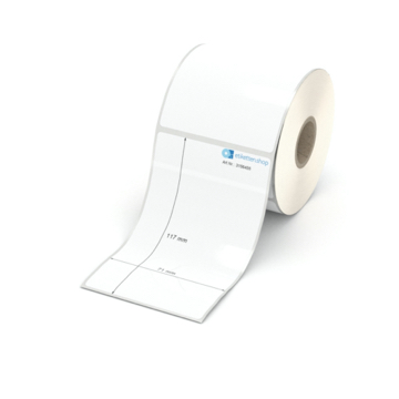 Etikett 71 x 117 mm - Polyester weiß permanent - 300 Etiketten pro Rolle - 25 mm Hülse 