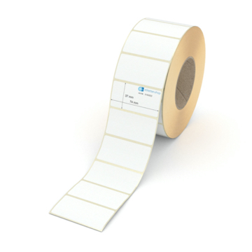 Etikett 74 x 37 mm - Transferpapier weiß permanent - 3000 Etiketten pro Rolle - 76 mm Hülse 