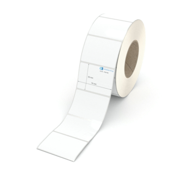 Etikett 74 x 53 mm - Polyester weiß permanent - 2100 Etiketten pro Rolle - 76 mm Hülse 