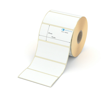 Etikett 75 x 35 mm - Transferpapier weiß leicht ablösbar - 1000 Etiketten pro Rolle - 25 mm Hülse 
