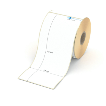 Etikett 79 x 182 mm - Thermopapier weiß leicht ablösbar - 200 Etiketten pro Rolle - 25 mm Hülse 