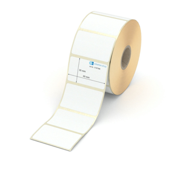 Etikett 49 x 30 mm - Transferpapier weiß leicht ablösbar - 1200 Etiketten pro Rolle - 25 mm Hülse 