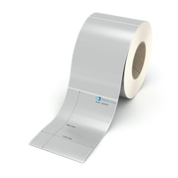 Etikett 110 x 160 mm - Polyester silbern permanent - 700 Etiketten pro Rolle - 76 mm Hülse 