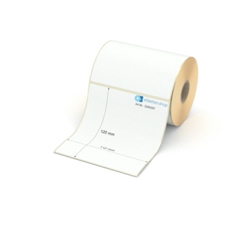 Etikett 112 x 120 mm - Transferpapier weiß leicht ablösbar - 300 Etiketten pro Rolle - 25 mm Hülse 