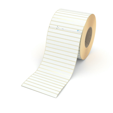 Etikett 126 x 11 mm - Transferpapier weiß leicht ablösbar - 8500 Etiketten pro Rolle - 76 mm Hülse 