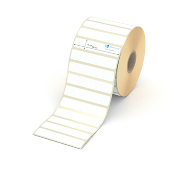 Etikett 64 x 13 mm - Thermopapier weiß permanent - 2500 Etiketten pro Rolle - 25 mm Hülse 