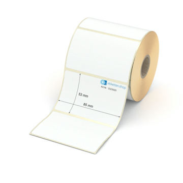 Etikett 85 x 53 mm - Transferpapier weiß permanent - 700 Etiketten pro Rolle - 25 mm Hülse 