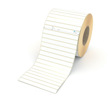 Etikett 144 x 14 mm - Thermopapier weiß leicht ablösbar - 7000 Etiketten pro Rolle - 76 mm Hülse 