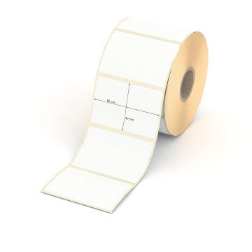 Etikett 60 x 40 mm - Transferpapier weiß permanent - 900 Etiketten pro Rolle - 25 mm Hülse 