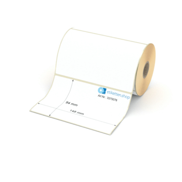 Etikett 148 x 94 mm - Thermopapier weiß leicht ablösbar - 400 Etiketten pro Rolle - 25 mm Hülse 
