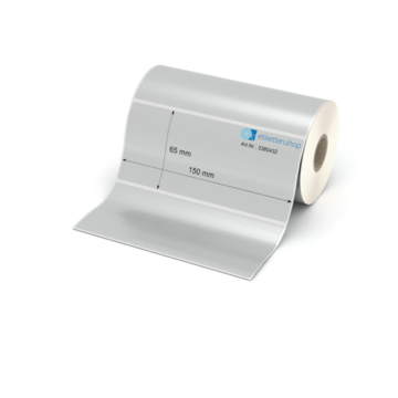 Etikett 150 x 65 mm - Polyester silbern permanent - 500 Etiketten pro Rolle - 25 mm Hülse 