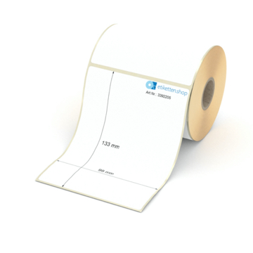 Etikett 99 x 133 mm - Thermopapier weiß leicht ablösbar - 250 Etiketten pro Rolle - 25 mm Hülse 