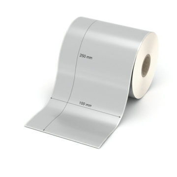 Etikett 100 x 250 mm - Polyester silbern permanent - 150 Etiketten pro Rolle - 25 mm Hülse 