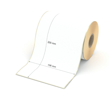 Etikett 106 x 200 mm - Thermopapier weiß permanent - 150 Etiketten pro Rolle - 25 mm Hülse 
