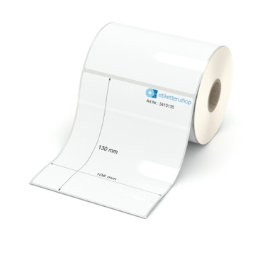 Etikett 108 x 130 mm - Polyester weiß permanent - 300 Etiketten pro Rolle - 25 mm Hülse 