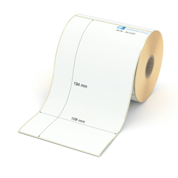 Etikett 108 x 194 mm - Transferpapier weiß leicht ablösbar - 200 Etiketten pro Rolle - 25 mm Hülse 