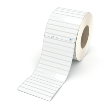 Etikett 109 x 12 mm - Polyester weiß permanent - 8000 Etiketten pro Rolle - 76 mm Hülse 