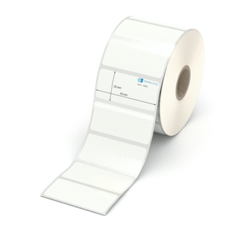 Etikett 55 x 25 mm - PE-Folie weiß permanent - 1300 Etiketten pro Rolle - 25 mm Hülse 