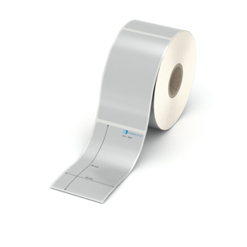 Etikett 45 x 83 mm - Polyester silbern permanent - 450 Etiketten pro Rolle - 25 mm Hülse 