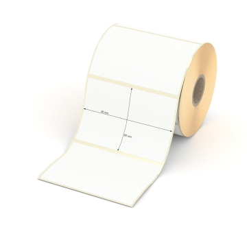 Etikett 90 x 60 mm - Transferpapier weiß permanent - 600 Etiketten pro Rolle - 25 mm Hülse 