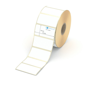 Etikett 50 x 25 mm - Thermopapier weiß permanent - 1400 Etiketten pro Rolle - 25 mm Hülse 