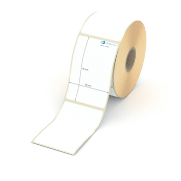 Etikett 50 x 76 mm - Thermopapier weiß permanent - 500 Etiketten pro Rolle - 25 mm Hülse 