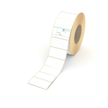 Etikett 70 x 35 mm - Thermopapier weiß leicht ablösbar - 3000 Etiketten pro Rolle - 76 mm Hülse 